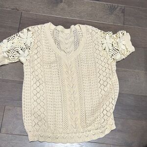 Amazon Essentials Cream Crochet Women's Sweater